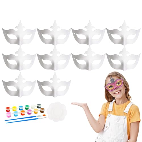 Ghjkldha DIY Masken, halbe Gesichtsbedeckung, Maskerade Blank Maske, dekorative Gesicht, Krone weiß lackierbar, Pappmaché-Gesichtsabdeckung, blanko DIY Handwerk Maskerade Cosplay Party von Ghjkldha