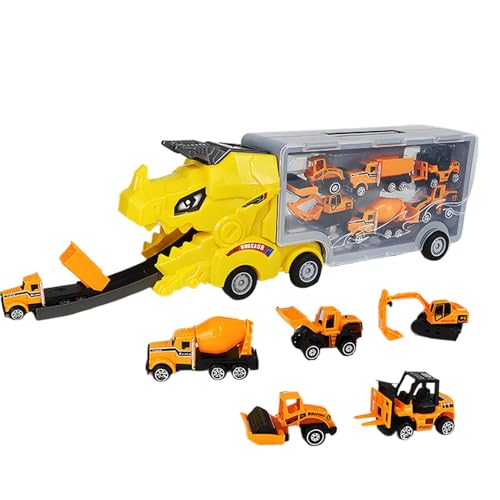 Ghjkldha Dinosaur Car Carrier Truck, 6 Car Transporter, Dinosaur Shape Toy Truck, Interactive Deform Catapulting Feature, Mega Hauler Playset Fun Vehicle Toy for Kids’ Playtime and Collecting von Ghjkldha