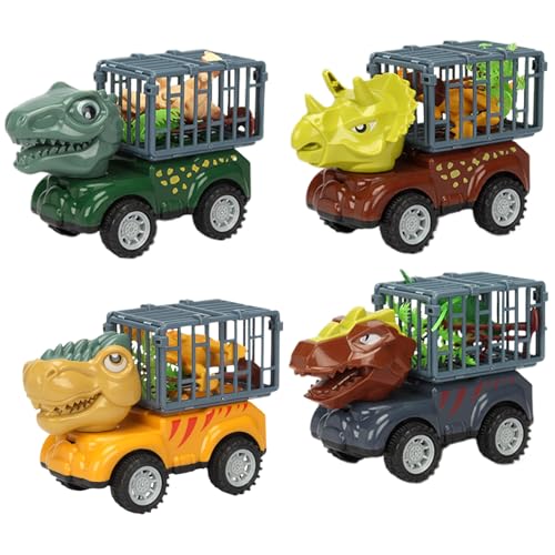 Ghjkldha Dinosaur Truck Toy, 4 Piece Vehicle Carrier Playset with Excavator Transporter, Push Activity Cars Kids Aged 3+, Fun Educational Girl, 13.5x8.5x5.5cm von Ghjkldha