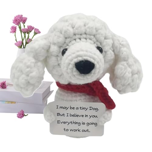 Ghjkldha Emotionale Unterstützung, Häkeln, niedliches gestricktes Hundespielzeug, Häkeltiere für emotionale Unterstützung, Stofftier für Schreibtisch und Bücherregal, perfekt für Klassenkameraden und von Ghjkldha