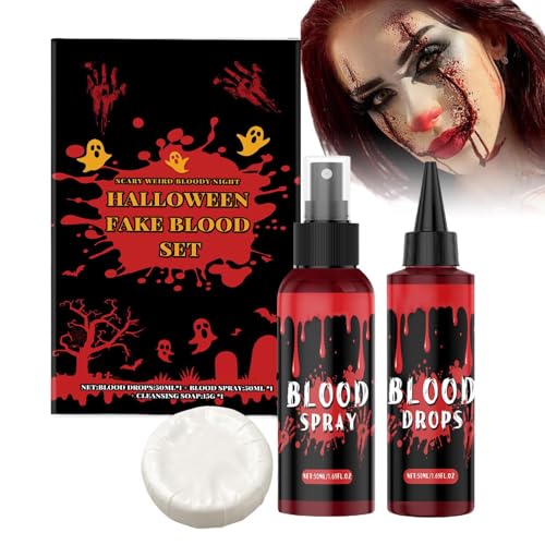 Ghjkldha Fake Blood Spray, Halloween Sfx Makeup, Realistic Splatter, Long-Lasting Formula, Quick-Drying, Safe Application, with Intense Effect for Costumes, Cosplay, Theater, Horror Ghjkldha Fake Blood Spray, Halloween Sfx Makeup, Realistic Splatter, Long-Lasting Formula, Quick-Drying, Safe Application, with Intense Effect for Costumes, Cosplay, Theater, Horror von Ghjkldha