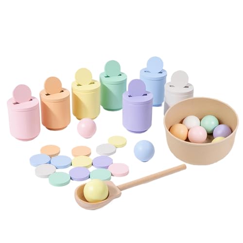 Ghjkldha Fine Motor Skill Toys, Sensory Play Set, Color Sorting Toys, Rainbow Ball and Cup Matching Game, STEM Educational, Toddler Sorting Activities for Preschool Learning, Wood Ghjkldha Fine Motor Skill Toys, Sensory Play Set, Color Sorting Toys, Rainbow Ball and Cup Matching Game, STEM Educational, Toddler Sorting Activities for Preschool Learning, Wood von Ghjkldha