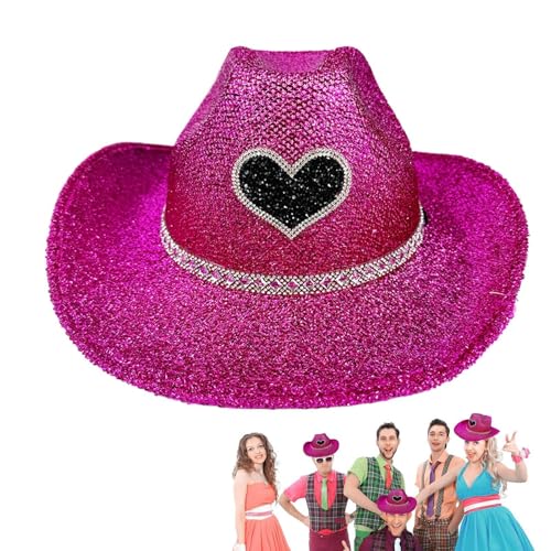 Ghjkldha Glitzernder Cowboyhut – Discohut mit breiter Krempe, glitzernd, Party-Kopfbedeckung, Kostümzubehör für Halloween, Junggesellinnenabschied Ghjkldha Glitzernder Cowboyhut – Discohut mit breiter Krempe, glitzernd, Party-Kopfbedeckung, Kostümzubehör für Halloween, Junggesellinnenabschied von Ghjkldha