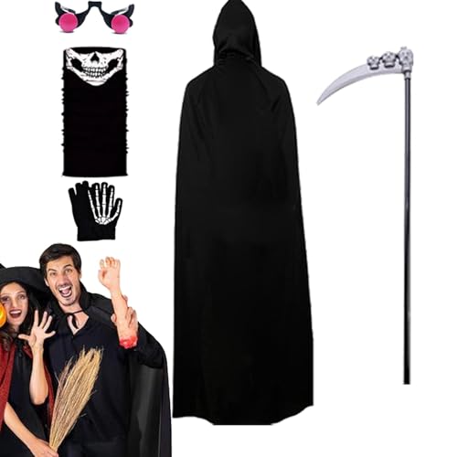 Ghjkldha Horror-Kostüme für Erwachsene, Halloween-Umhang mit Kapuze, gruseliges Kapuzenumhang-Set für Halloween, Cosplay, Maskerade und Halloween-Partyspaß, vielseitige Kostüm-Requisiten für alle Ghjkldha Horror-Kostüme für Erwachsene, Halloween-Umhang mit Kapuze, gruseliges Kapuzenumhang-Set für Halloween, Cosplay, Maskerade und Halloween-Partyspaß, vielseitige Kostüm-Requisiten für alle von Ghjkldha