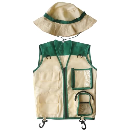 Ghjkldha Kinder Entdecker Weste - Kinder Kostüm, Abenteuer Set Mit Weste Und Für Outdoor Aktivitäten Wanderungen Dschungel Safari Zoo von Ghjkldha