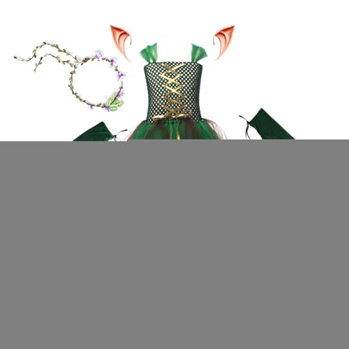 Ghjkldha Mädchen Halloween Kostüme für Kinder, Grüner Feenrock, Verwandlungskostüm Rollenspiel Zubehör Für 2-10 Jahre Karneval Bühnenauftritt Feenparty von Ghjkldha
