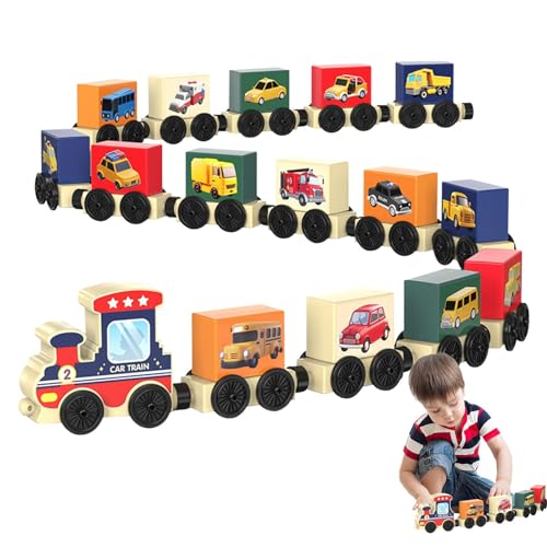 Ghjkldha Magnetisches Eisenbahnset, Spielzeugeisenbahnset - Magnetisches Dinosaurier-Transportzug-Set - Lernspiel, magnetisches Auto, Zugzubehör für Kleinkinder im Vorschulalter, Kindergarten von Ghjkldha