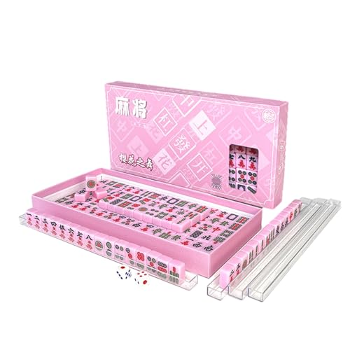 Ghjkldha Mahjong-Familienbrettspiel | Tragbares Mahjong im chinesischen Stil | -Mahjong-Set, Kachelspiel im chinesischen Stil, kleines Brettspiel für Erwachsene, Outdoor-Aktivitäten, Reisen von Ghjkldha