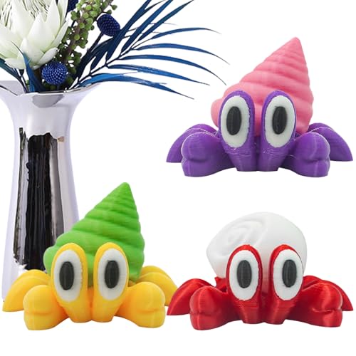 Ghjkldha Mini Hermit Crab Figurines, 3-Piece Set with Movable Joints, Small Flexible Animal Ornaments, Perfect Fidget Toys for Kids Women Men, Relaxation and Playfulness Decor for Home Offices von Ghjkldha