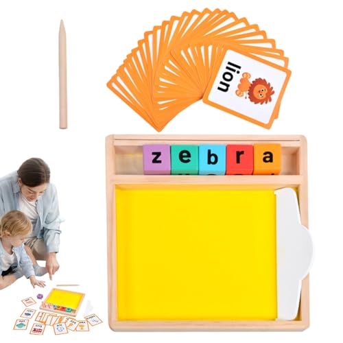 Ghjkldha Sand Table, Letter Matching Game, Wooden Letter Formation Board, 9.06x1.46x9.13 inches Sand Writing Tray for Kids, Educational and Number Learning Toy for Preschoolers von Ghjkldha