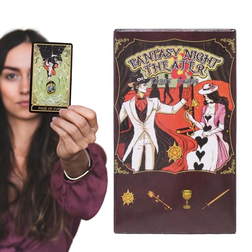 Ghjkldha Tarotkarten Set, 78 Fantasy Night Theater Deck, Wahrsagerei Originalkarten, Wahrsagungswerkzeuge, Familienspiel mit Bedeutungen, ideal für Anfänger und Experten Ghjkldha Tarotkarten Set, 78 Fantasy Night Theater Deck, Wahrsagerei Originalkarten, Wahrsagungswerkzeuge, Familienspiel mit Bedeutungen, ideal für Anfänger und Experten von Ghjkldha