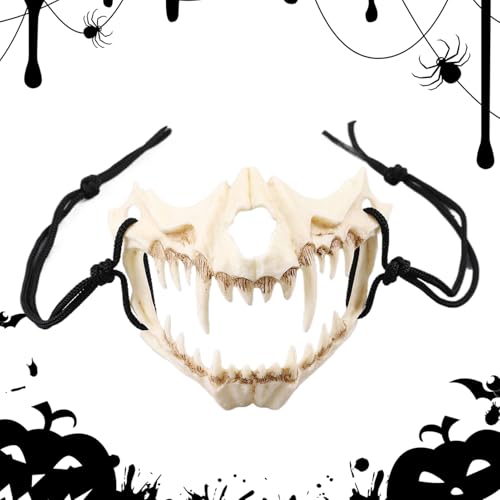 Ghjkldha Tierschädel Halbmaske,Halbgesicht Maske Halloween Kostümzubehör,Cosplay Zubehör für Rollenspiel Party Verkleidung Feier | Für Karneval Feiern und Veranstaltungen von Ghjkldha