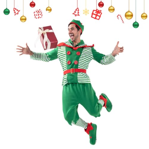 Ghjkldha Weihnachtskostüm-Set, bequemes Herren-Cosplay-Kostüm, Weihnachtsanzug, atmungsaktives Urlaubs-Cosplay-Outfit für Partys, Familienfeiern und Urlaubsveranstaltungen, Cosplay-Anzug für von Ghjkldha