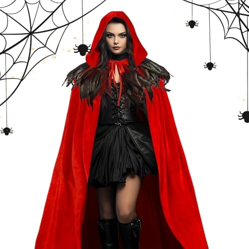 Kapuzenumhang | Renaissance-Kostüm Cape Mit Kapuze,Samt Cape Unisex Für Renaissance Hexe Erwachsene Damen Herren Cosplay Kapuzenumhang | Renaissance-Kostüm Cape Mit Kapuze,Samt Cape Unisex Für Renaissance Hexe Erwachsene Damen Herren Cosplay von Ghjkldha