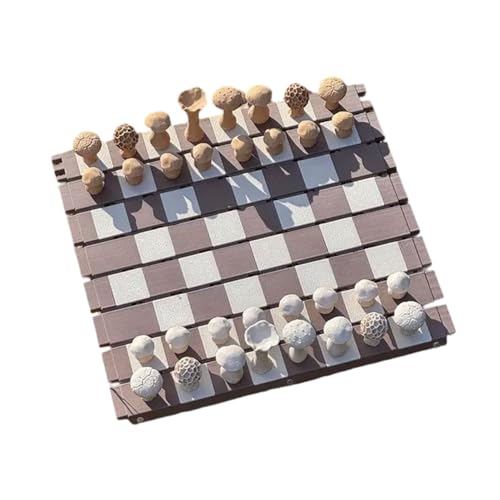 Log and Mushroom Chess Game, Portable Chess Board, Educational Strategy Toy, Lightweight Foldable Design for Children, Adults, Classroom, Picnic, Parent Child Interaction von Ghjkldha