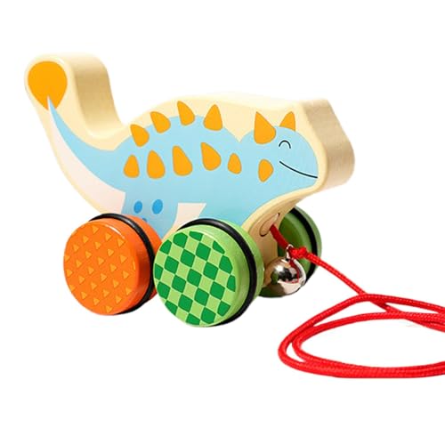 Pull Along Dinosaur Toy, Classic Wooden Dinosaur Pull Along Toy for, Interactive Walking Toy for Kids 18 Months+, Fun Toy for Boys and Girls to Develop Motor Skills von Ghjkldha
