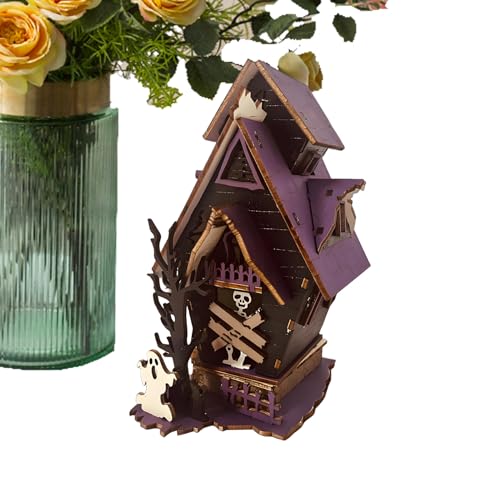 Spukhaus Bauset - Spukhaus Deko,3D Beleuchtetes Rustikales Zentrum Horror Deko Für Kamin Wohnzimmer Party Heimdekoration von Ghjkldha