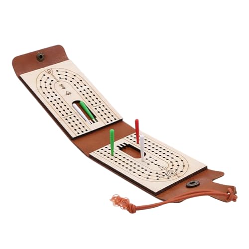 Travel Cribbage Game Set, Pu Leather Cribbage Board, Traditional Tabletop Toy with Storage, Portable Set for Camping, Family Gatherings, 3.94x2.76x1.18 Inches von Ghjkldha