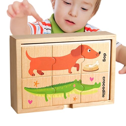 Wood Puzzles, Wooden Matching Peg Game, Portable Preschool Educational Toy Set with Storage Box, 6.89x4.92x1.97 Inches, Learning Gift for Birthday and Christmas von Ghjkldha