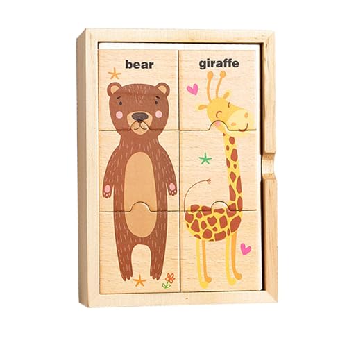 Wooden Peg Puzzles, Animal Wood Puzzle Matching Games, Safe Educational Preschool Toy, Interactive Learning Board 3 Years Old Up, Early Development for Boys, Girls, 17.5x12.5x5cm von Ghjkldha