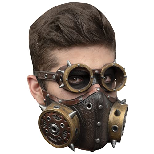 Ghoulish Productions - Maske mit Maulkorb und Steampunk-Brille, Gasmaske & Steampunk, Maske aus robustem Latex, handbemalt, Halloween, Karneval, Kostümparty, Erwachsenengröße von Ghoulish Productions