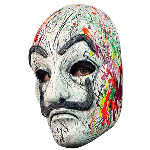 Ghoulish Productions - Neon Artist Dali Urban Maske, widerstandsfähige Latexmaske, handbemalt in Neonfarben, leuchtet im Dunkeln, für Halloween, Karneval, Kostümpartys, Einheitsgröße für Erwachsene von Ghoulish Productions