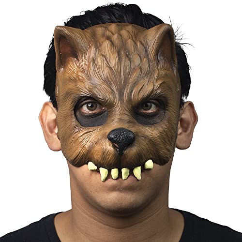 Ghoulish Productions Werwolf-Maske Brauner Wolf Halbgesichtsmaske JR Masks Line Junior Latexmaske Einheitsgröße Ideal für Halloween und Partys von Ghoulish Productions