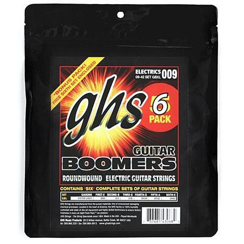 GHS Boomers 009-042 GBL 6 Pack Saiten E-Gitarre von Ghs