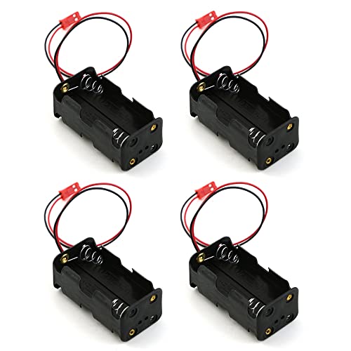 Ghulumn Batterie-Behälter, 6 V, 4 x AA-Batteriebehälter, JST-Stecker-Empfänger für Redcat 1/8 1/10 RC Nitro Auto, LKW, 4 Stück von Ghulumn