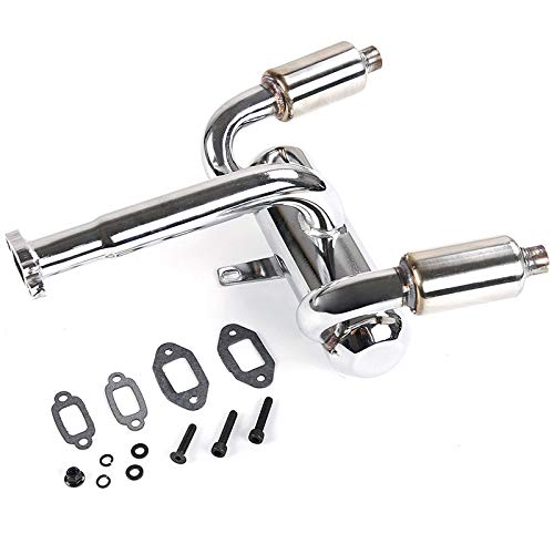 Ghulumn Doppelauspuffrohr aus Metall 2X mit Schalldämpfer für 1/5 HPI Rovan Baja 5B 5T 5SC RC von GETOUT