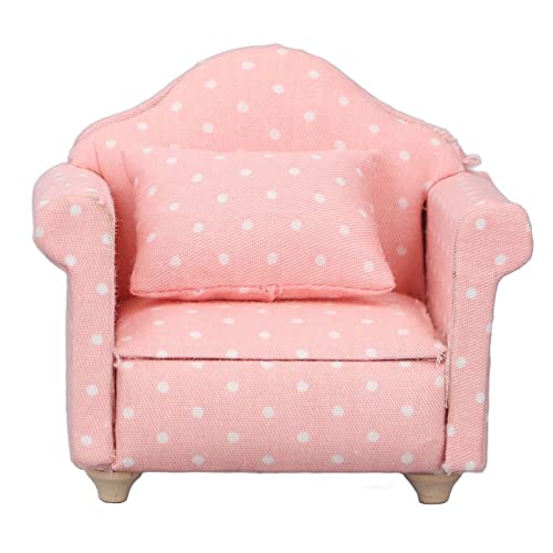 1:12 Dollhouse Mini Sofa Birch Holz Stoff Material Pink Polka Dot Look mit Kissen Great Feiertagsgeburtstagsgeschenk Mini Sofa 1:12 Puppenhaus für Puppenhaus 1:12 Dollhouse Mini Sofa Birch Holz Stoff Material Pink Polka Dot Look mit Kissen Great Feiertagsgeburtstagsgeschenk Mini Sofa 1:12 Puppenhaus für Puppenhaus von Ghzste