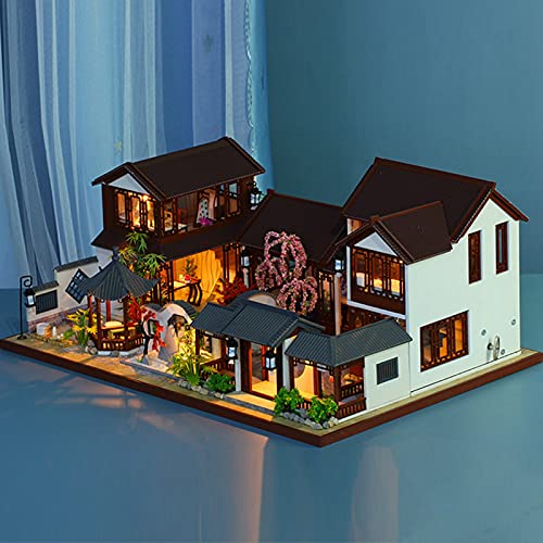 DIY Miniature Dollhouse Kit mit LED Light Jiangnan Antike Stadt Holzpuppenhaus Handgefertigtes Haus für Erwachsene Sammlung für Erwachsene von Ghzste