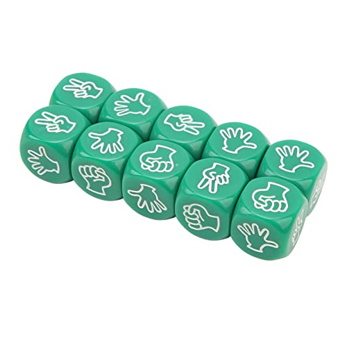 Ghzste 10-teiliges Würfelset, 6-seitig, Wasserfest, Antioxidativ, Finger-Ratespielwürfel für die Brettspielausbildung (Grün) von Ghzste