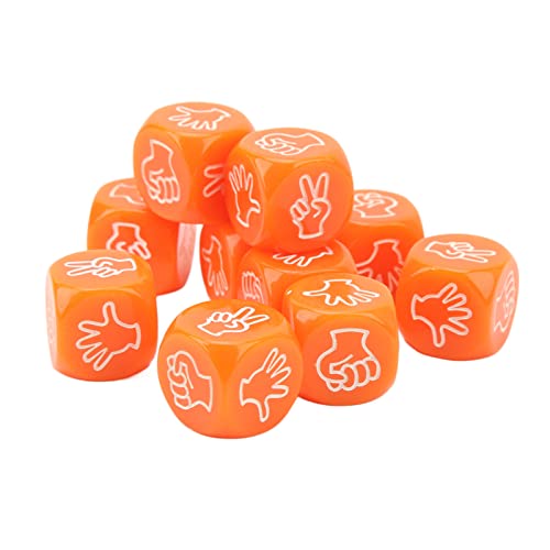 Ghzste 10-teiliges Würfelset, 6-seitig, Wasserfest, Antioxidativ, Finger-Ratespielwürfel für die Brettspielausbildung (Orange) von Ghzste