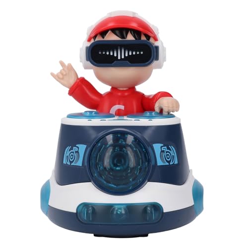 Ghzste DJ Spielzeug DJ Rock Boy Dancing Toy mit Musik Blinkend Licht Universal Wheel Automatic Bewegung Roboter Spielzeug für Kleinkinder (Blau) von Ghzste