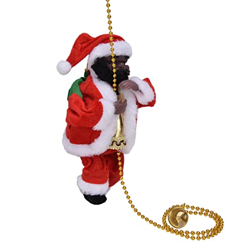 Ghzste Elektrisches Weihnachtsmann-Spielzeug, Schwarz, Rennen, Klettern, Weihnachtsbaumschmuck, Schaufenster-Ornamente (schwarzer Mann klettert auf Perlen) von Ghzste