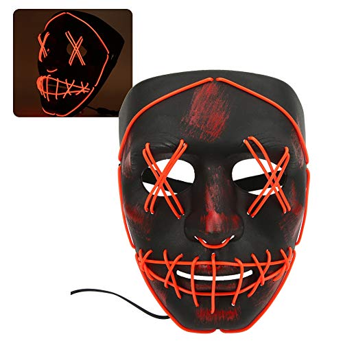 Ghzste Fashion Style Luminous Halloween LED -Maske mit Blutdesign für Flexible und Komfortable Halloween -Atmosphäre. Drei Beleuchtungsmodi für Festival Holiday. (Rot) von Ghzste