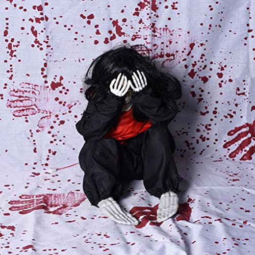 Ghzste Halloween Haunted House Weinen Baby Terror Dekoration Spielzeug Animatronische Gruselige Puppe Halloween Weinen Ghost Toy Figur mit Sound & Touch Aktiviert (Schwarz) von Ghzste