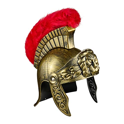 Ghzste Römer Helm, Römerhelm Gold Warrior Helm mit Plume, Römischer Kämpfer Cosplay Kostümzubehör Gladiator Mottoparty Karneval von Ghzste