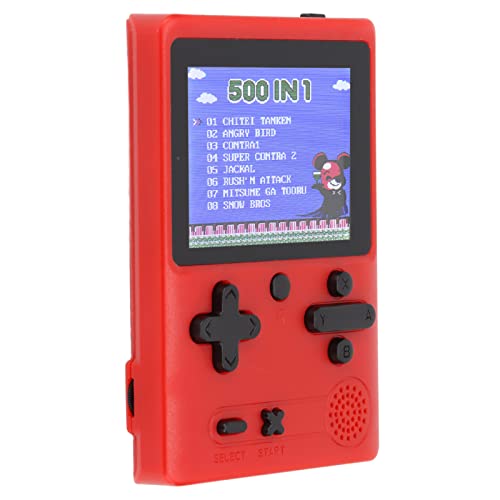 Retro-Handspielkonsole für Kinder, Tragbare Mini-Handspiele mit 500 Klassischen Spielen, Mini-Retro-Spielekonsole für Kinder mit 3-Zoll-Farbbildschirm (Rot) von Ghzste