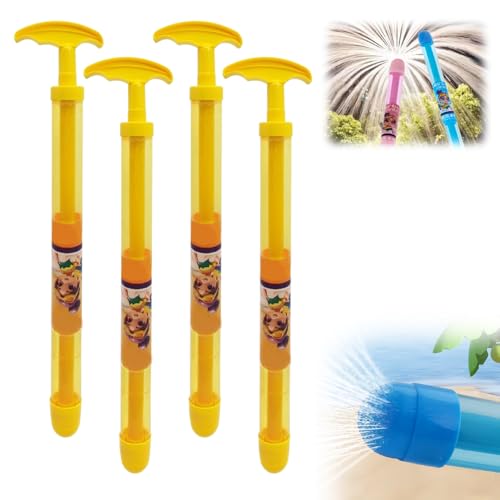 Pull Out Feuerwerk Wasserpistole Spielzeug, 4 PCS Feuerwerk Stil Wasser Spray Große Kapazität Hochdruck Splash Blaster für Kinder Erwachsene (4 pcs-Gelb) von GiHie