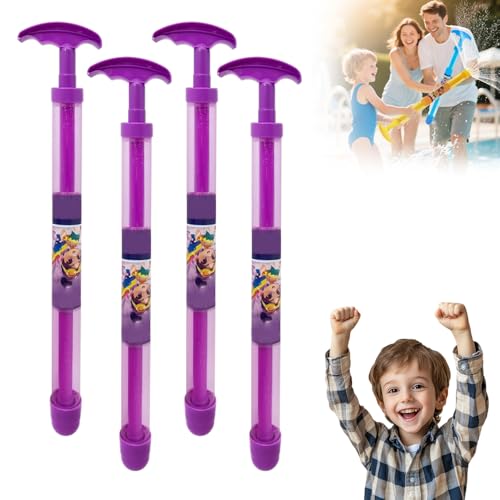 Pull Out Feuerwerk Wasserpistole Spielzeug, 4 PCS Feuerwerk Stil Wasser Spray Große Kapazität Hochdruck Splash Blaster für Kinder Erwachsene (4 pcs-Lila) von GiHie