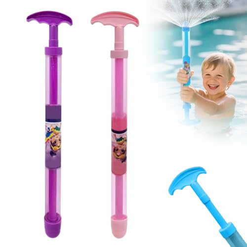 Pull Out Feuerwerk Wasserpistole Spielzeug, 4 PCS Feuerwerk Stil Wasser Spray Große Kapazität Hochdruck Splash Blaster für Kinder Erwachsene (Lila + Rosa) von GiHie