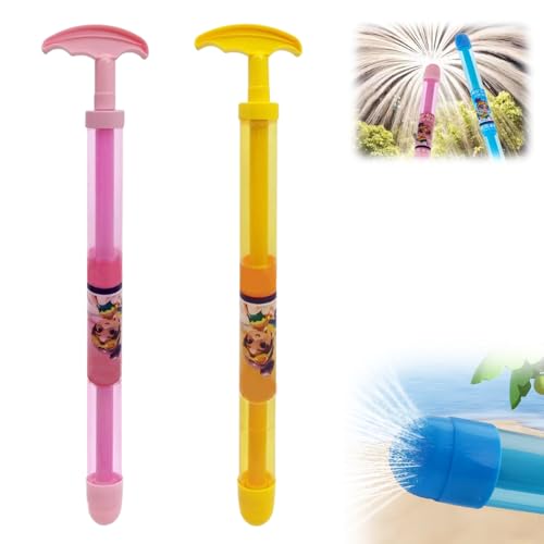 Pull Out Feuerwerk Wasserpistole Spielzeug, 4 PCS Feuerwerk Stil Wasser Spray Große Kapazität Hochdruck Splash Blaster für Kinder Erwachsene (Rosa + Gelb) von GiHie