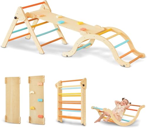 Giant Bean Pastellfarbenes 5-in-1 Pikler-Dreieck-Set mit Rutsche und Kletterbogenrampe, Faltbare hölzerne Kletterspielzeuge für Kleinkinder, Montessori-Kletterset für Kinder im Alter von 1-3 Jahren Giant Bean Pastellfarbenes 5-in-1 Pikler-Dreieck-Set mit Rutsche und Kletterbogenrampe, Faltbare hölzerne Kletterspielzeuge für Kleinkinder, Montessori-Kletterset für Kinder im Alter von 1-3 Jahren von Giant bean