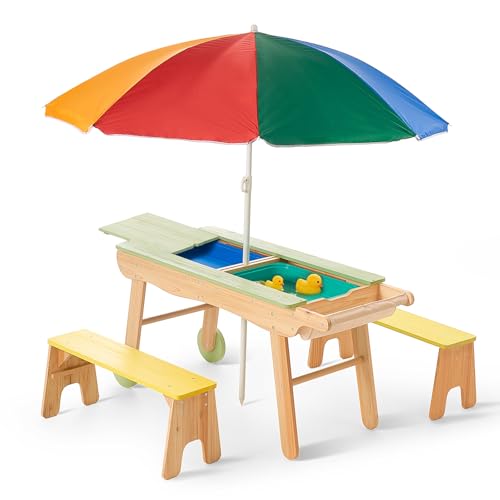 Giant bean 3 in1 Sand und Wasser Spieltisch, Kindersitzgruppe mit Matschtisch aus lackiertem Holz - Matschküche & Wasserspieltisch für den Garten. Kinder Gartenmöbel - Für Outdoor & Indoor Nutzung Giant bean 3 in1 Sand und Wasser Spieltisch, Kindersitzgruppe mit Matschtisch aus lackiertem Holz - Matschküche & Wasserspieltisch für den Garten. Kinder Gartenmöbel - Für Outdoor & Indoor Nutzung von Giant bean