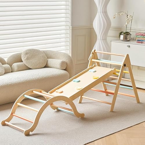 Giant bean 5-in-1 Montessori Kletterdreieck mit Kletterbogen und Rutsche, Holzdreieck für Kleinkinder ab 2-5, Indoor Kletterspielzeug, Bunt, M Giant bean 5-in-1 Montessori Kletterdreieck mit Kletterbogen und Rutsche, Holzdreieck für Kleinkinder ab 2-5, Indoor Kletterspielzeug, Bunt, M von Giant bean