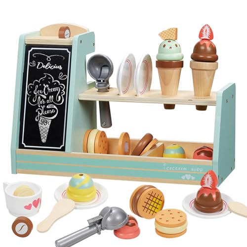 Giant bean Eisdiele Kinder Holz, 3-in-1-Spielküche Zubehör mit EIS, Kaffee und gefrorenen Leckereien, 25-teiliges Kleinkind-Rollenspielküchen-Lebensmittelzubehör, Weihnachten, Geburtstagsgeschenke Giant bean Eisdiele Kinder Holz, 3-in-1-Spielküche Zubehör mit EIS, Kaffee und gefrorenen Leckereien, 25-teiliges Kleinkind-Rollenspielküchen-Lebensmittelzubehör, Weihnachten, Geburtstagsgeschenke von Giant bean