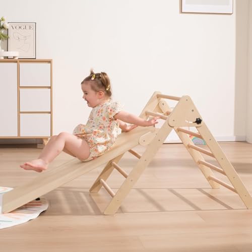 Giant bean 3-in-1 Montessori Kletterdreieck mit Kletterbogen und Rutsche, Holzdreieck für Kleinkinder ab 2-7, Indoor Kletterspielzeug, Hellbraun, M Giant bean 3-in-1 Montessori Kletterdreieck mit Kletterbogen und Rutsche, Holzdreieck für Kleinkinder ab 2-7, Indoor Kletterspielzeug, Hellbraun, M von Giant bean