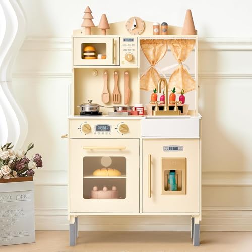 Giant bean KinderKüche Holz, Spielküche für Kinder, Ausgestattet mit Mikrowelle,Waschbecken,Eismaschine,Ofen,Kochgeschirr, Küchenzubehör, Rollenspiel-Essensspielzeug für Jungen und Mädchen ab 3 Jahren Giant bean KinderKüche Holz, Spielküche für Kinder, Ausgestattet mit Mikrowelle,Waschbecken,Eismaschine,Ofen,Kochgeschirr, Küchenzubehör, Rollenspiel-Essensspielzeug für Jungen und Mädchen ab 3 Jahren von Giant bean